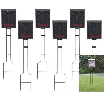 Black Outdoor Brochure Box on a Stake - 6 Pack | Sanzo Specialties Questions & Answers